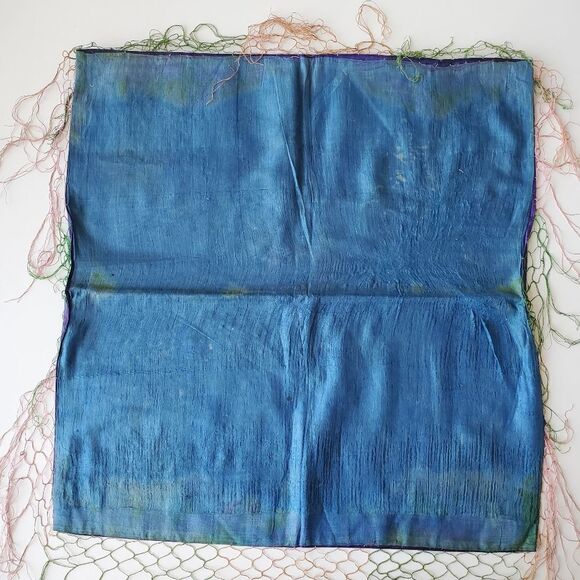 Vtg Purple Floral Embroidered Small Tablecloth Square Satin Decorative Accent - Picture 11 of 16